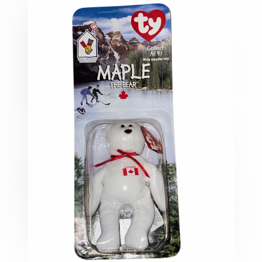 Ty Maple the Bear in White with Red Accents